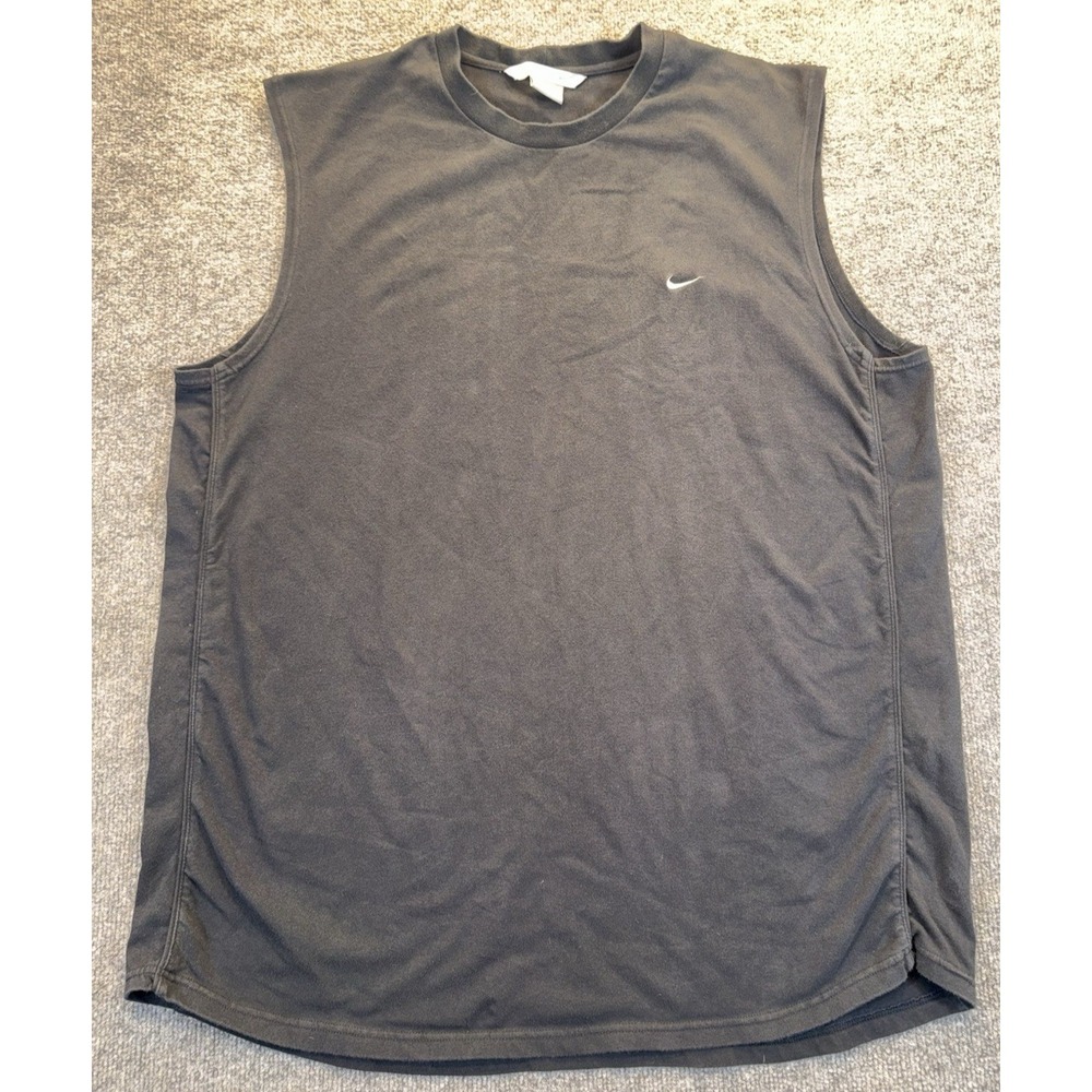 Nike Men's Size XL Black Sleeveless Tank Top Athletic Stretch Shirt Swoosh Logo